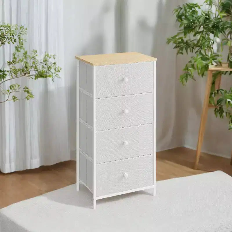 Commode en tissu chic à 4 tiroirs - Solution de rangement polyvalente pour chambre, salon et plus