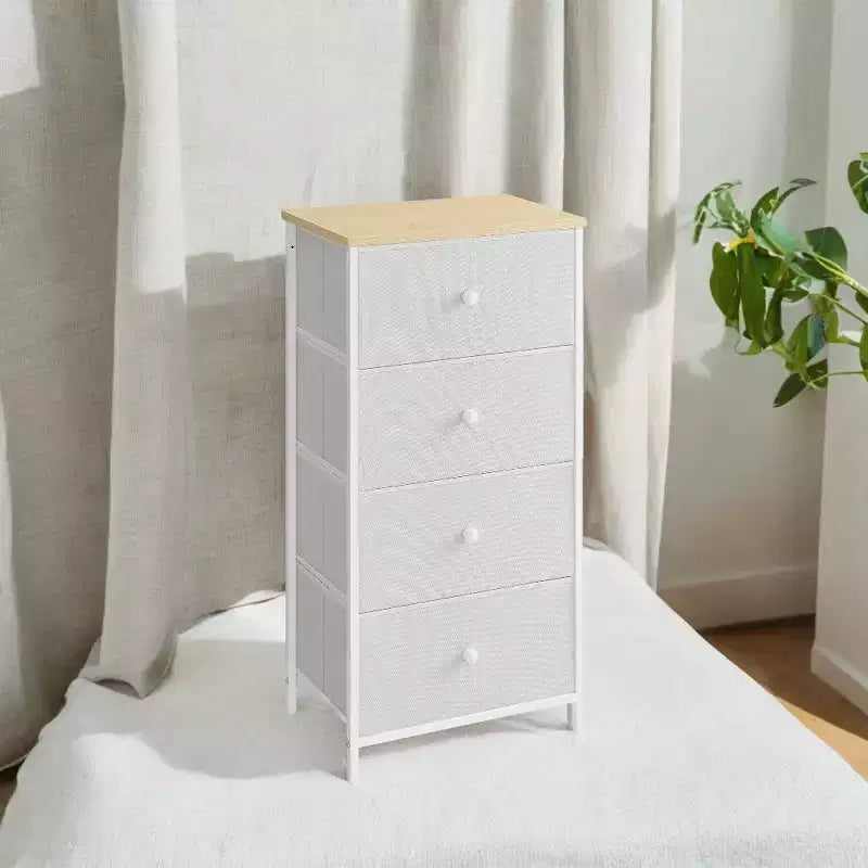 Commode en tissu chic à 4 tiroirs - Solution de rangement polyvalente pour chambre, salon et plus