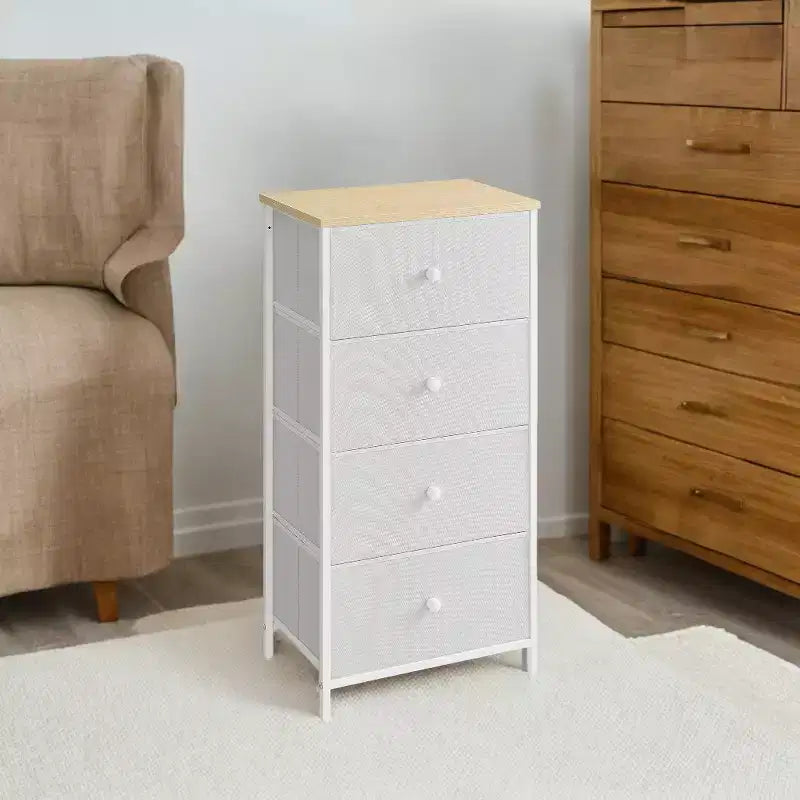 Commode en tissu chic à 4 tiroirs - Solution de rangement polyvalente pour chambre, salon et plus