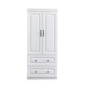 Keloyid White Wood 31.5 in. Armoire with 2 Drawers, 1 Shelf and Hanging Rails