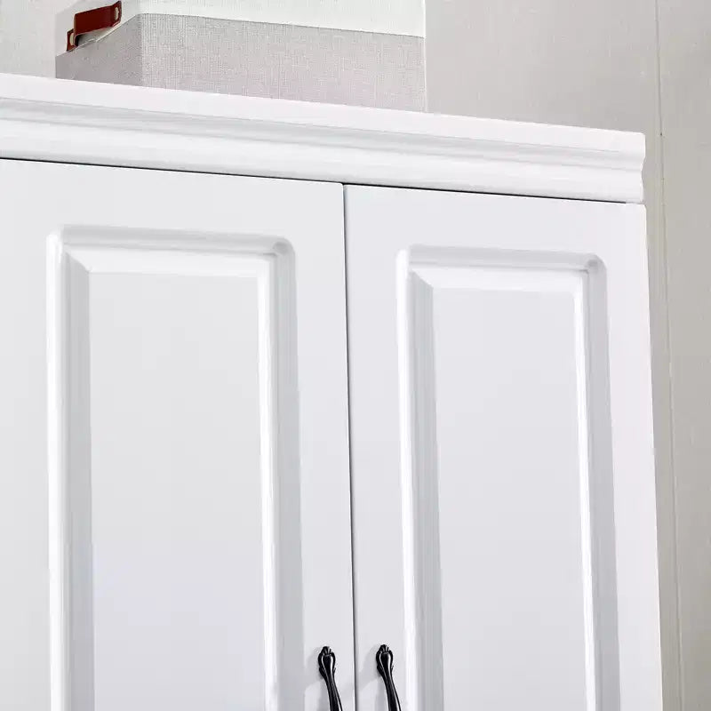 Armoire en bois blanc de 80 cm avec 2 tiroirs, 1 étagère et tringles de suspension