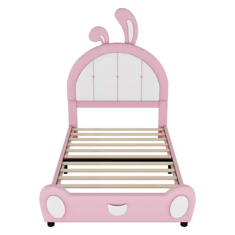 Lit plateforme simple rembourré avec tête de lit en forme de lapin