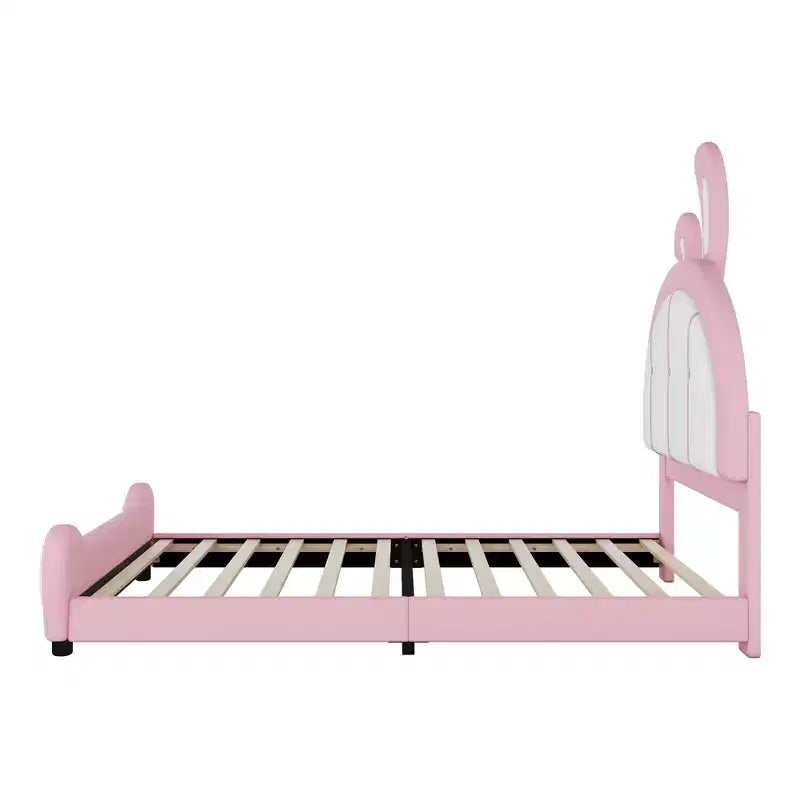 Lit plateforme simple rembourré avec tête de lit en forme de lapin