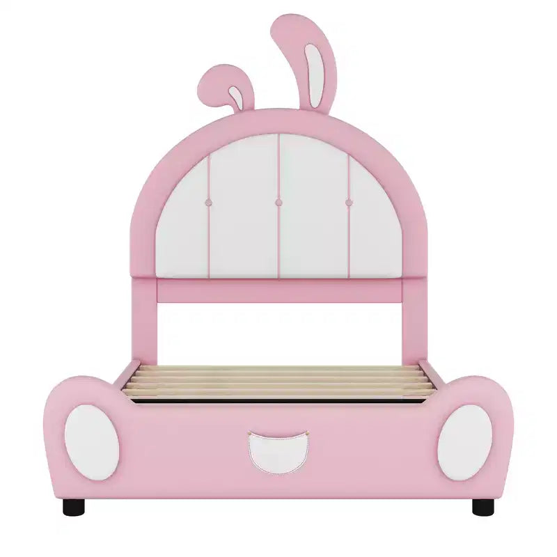 Lit plateforme simple rembourré avec tête de lit en forme de lapin