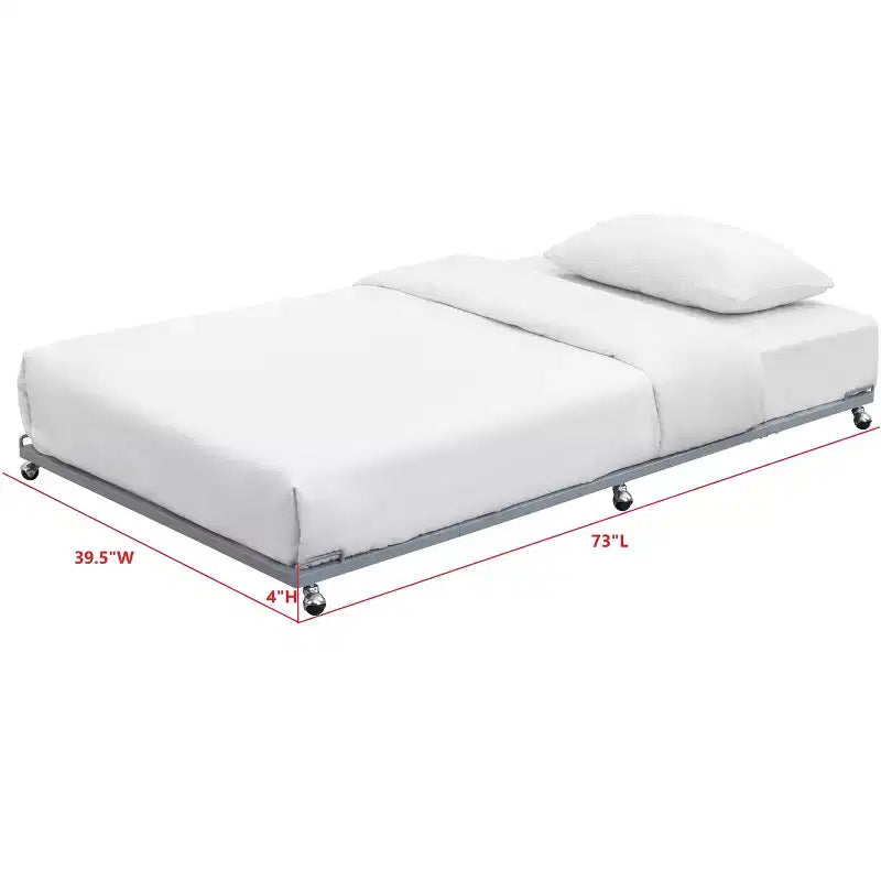 Kings Brand Furniture - Cadre de lit gigogne plateforme en métal double pour lit de repos avec lattes en acier