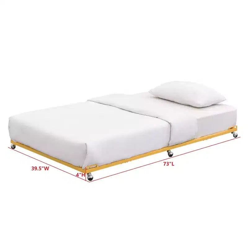 Kings Brand Furniture - Cadre de lit gigogne plateforme en métal double pour lit de repos avec lattes en acier