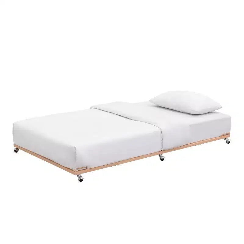 Kings Brand Furniture - Cadre de lit gigogne plateforme en métal double pour lit de repos avec lattes en acier