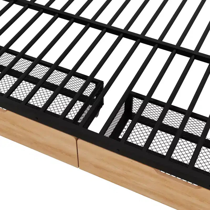 Lit superposé convertible en métal taille standard avec 2 tiroirs et une échelle - Noir