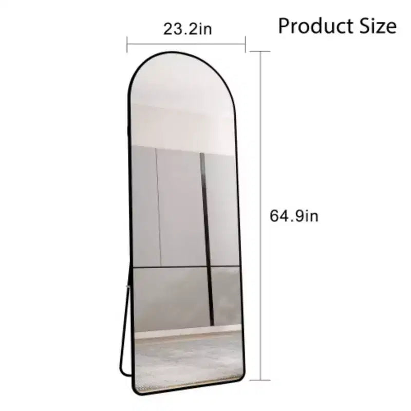 Miroirs sur pied pleine longueur, cadre arqué en alliage d'aluminium pour salle de bain, chambre, porche, magasin de vêtements