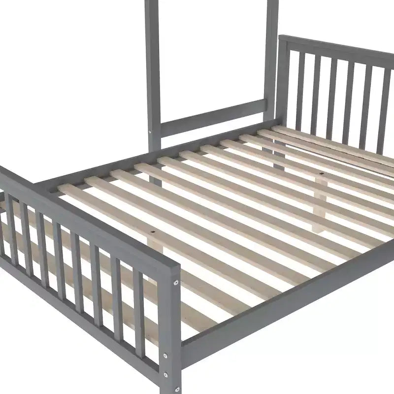 Lit superposé mezzanine moderne en bois, double au-dessus du plein, avec escalier de rangement, 246,9 cm (L) x 199,1 cm (l)