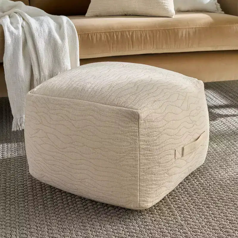 Pouf d'intérieur Mina Victory Lifestyle moderne uni 45 x 45 x 35 cm ivoire