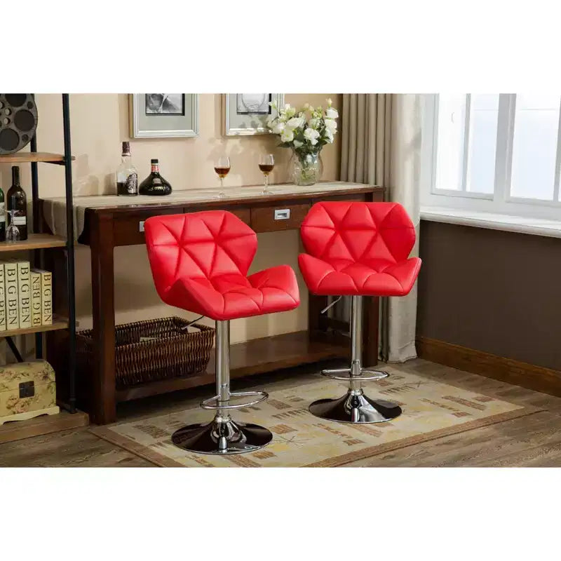 Tabourets de bar hydrauliques réglables en hauteur, capitonnés, Glasgow Contemporary, rouges, lot de 2