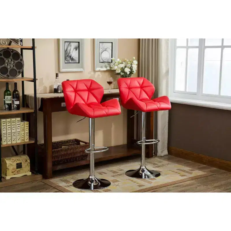 Tabourets de bar hydrauliques réglables en hauteur, capitonnés, Glasgow Contemporary, rouges, lot de 2