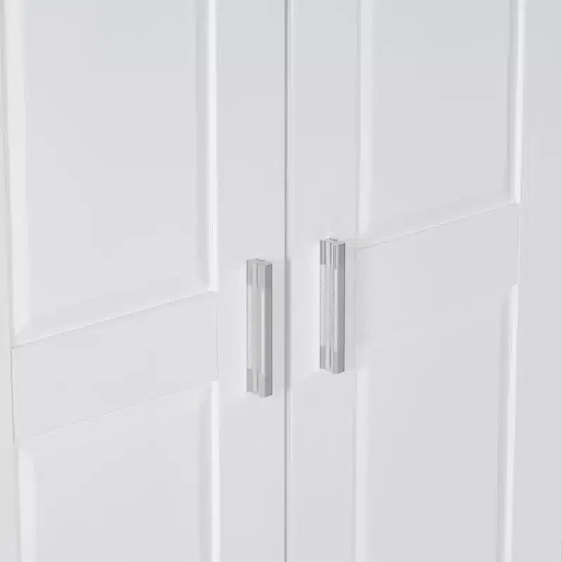 Meuble de Rangement Minimaliste avec Deux Portes et Étagères Réglables pour Salle de Bain, Bureau - Blanc