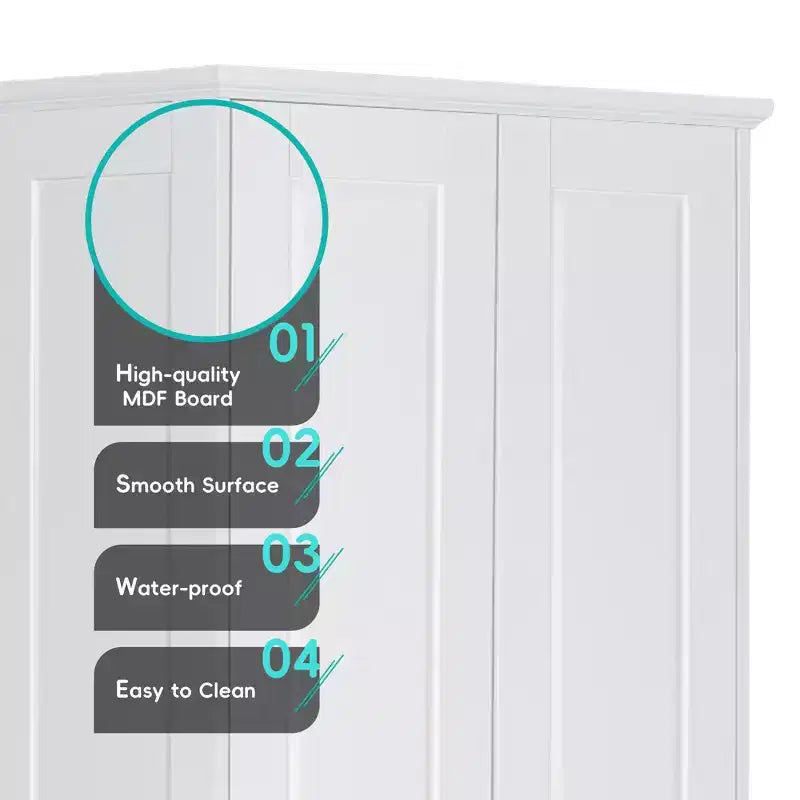 Meuble de Rangement Minimaliste avec Deux Portes et Étagères Réglables pour Salle de Bain, Bureau - Blanc