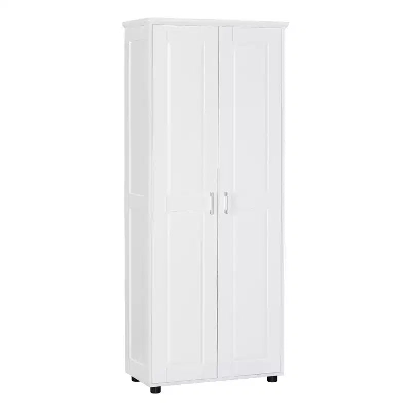 Meuble de Rangement Minimaliste avec Deux Portes et Étagères Réglables pour Salle de Bain, Bureau - Blanc