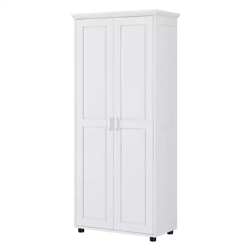 Meuble de Rangement Minimaliste avec Deux Portes et Étagères Réglables pour Salle de Bain, Bureau - Blanc