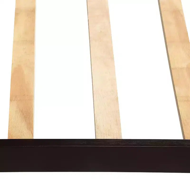 Lit plateforme en bois double avec tête et pied de lit