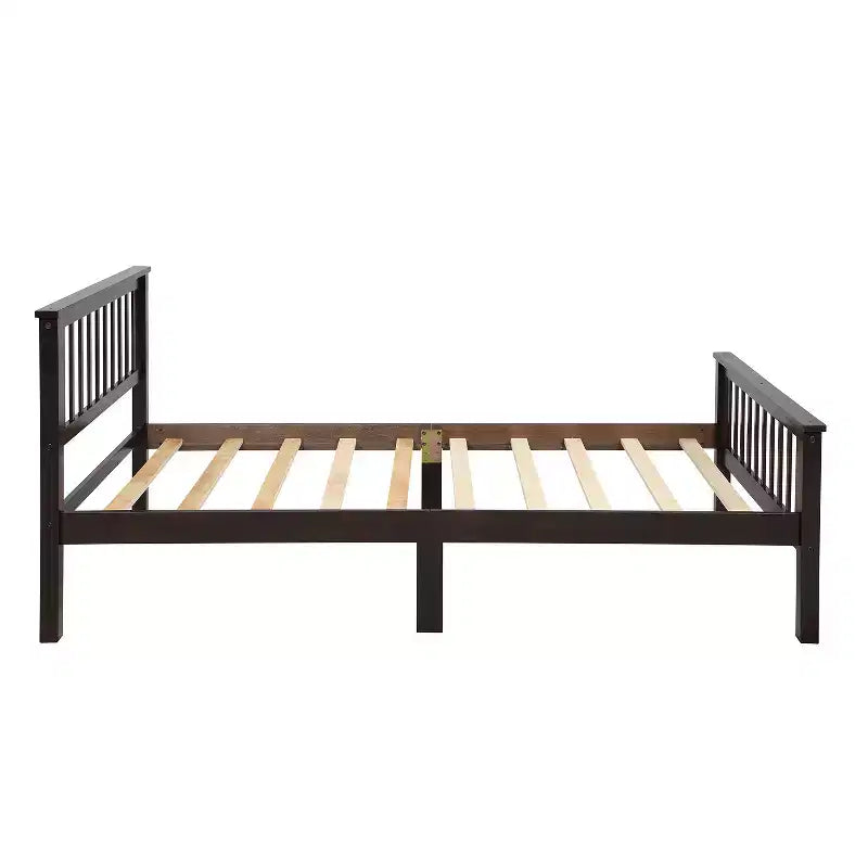Lit plateforme en bois double avec tête et pied de lit