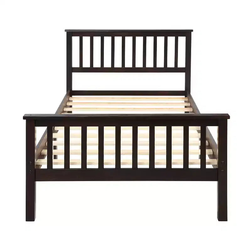 Lit plateforme en bois double avec tête et pied de lit