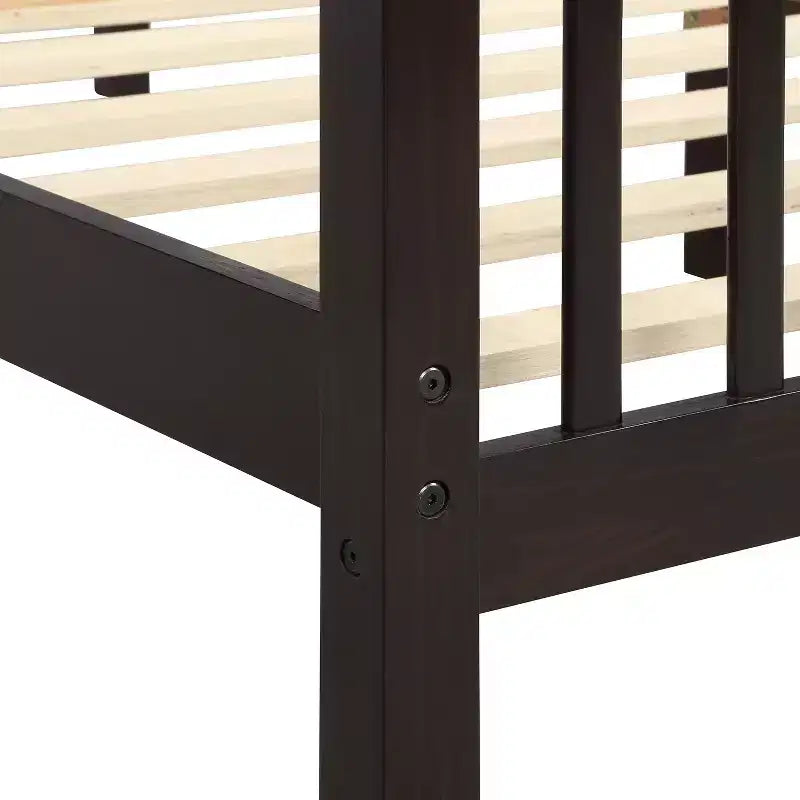 Lit plateforme en bois double avec tête et pied de lit