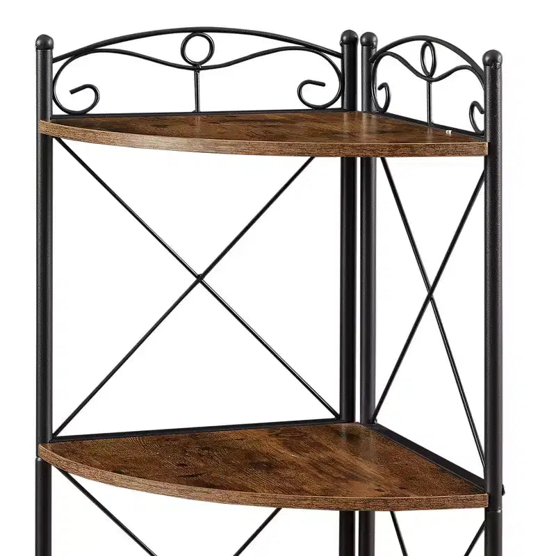 Meuble d'angle de rangement avec étagères en bois, Organiseur autoportant pour petits espaces, Marron