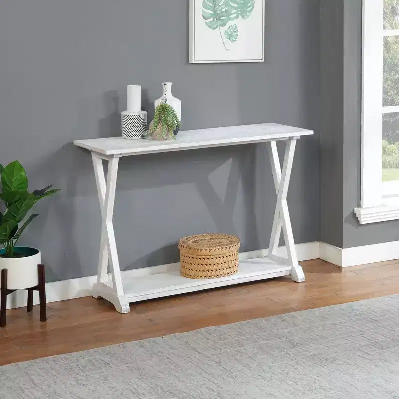 EHemco X-Farmhouse Table Console Table d'appoint avec Étagère de Rangement