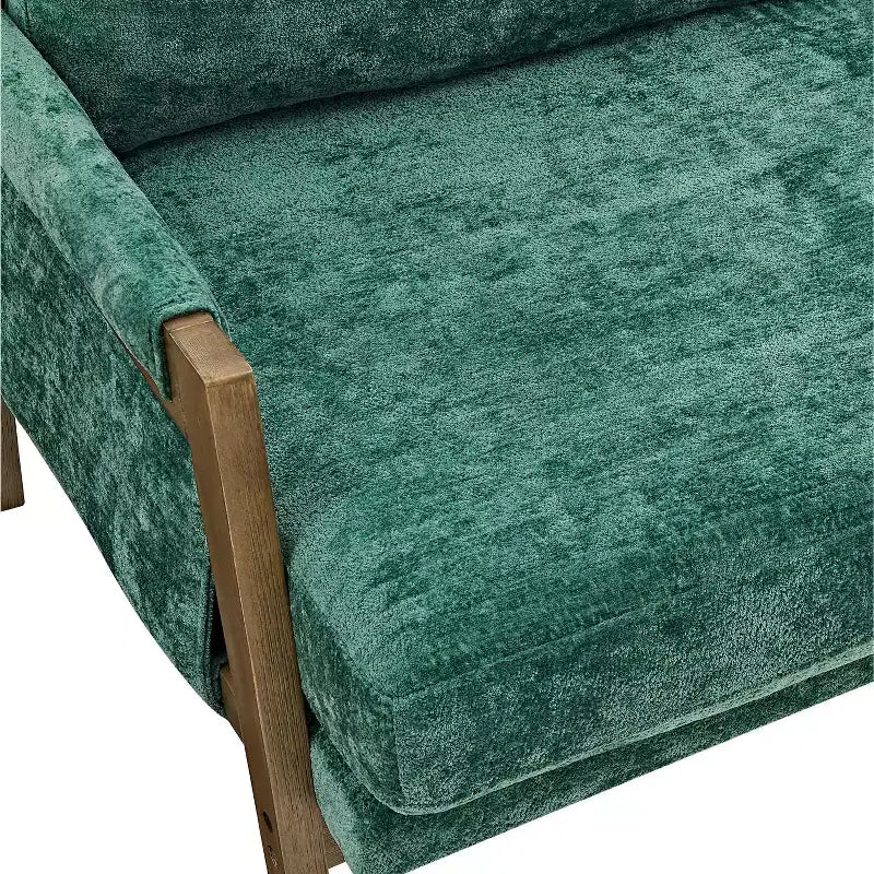 Fauteuil d'appoint moderne en velours, chaise de salon capitonnée, fauteuil élégant de style Mid-Century avec pieds en bois de caoutchouc pour salle de lecture, chambre à coucher