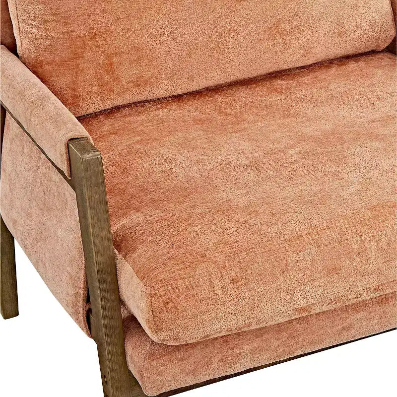 Fauteuil d'appoint moderne en velours, chaise de salon capitonnée, fauteuil élégant de style Mid-Century avec pieds en bois de caoutchouc pour salle de lecture, chambre à coucher
