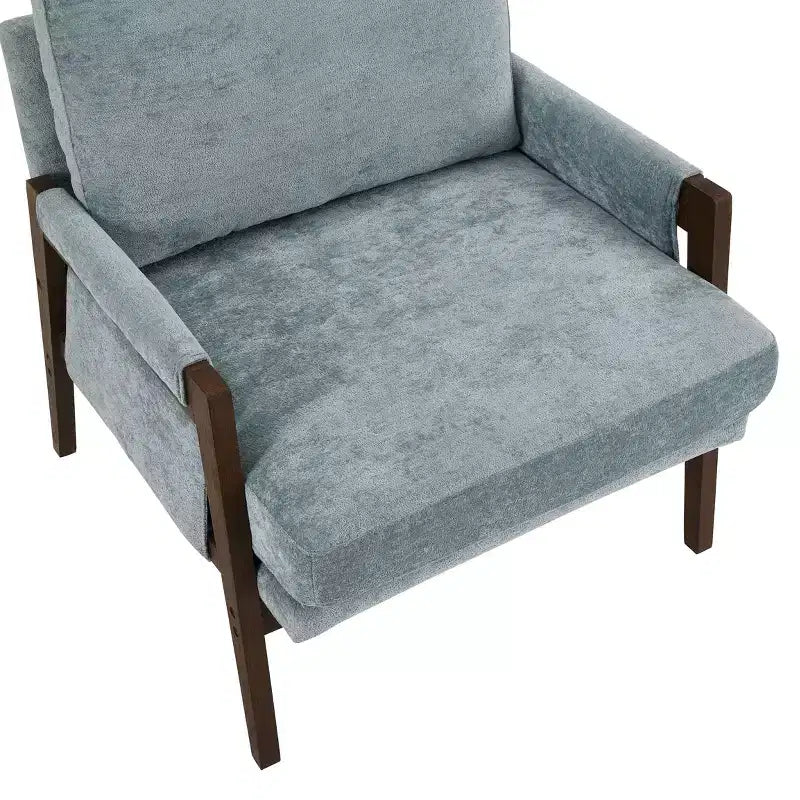 Fauteuil d'appoint moderne en velours, chaise de salon capitonnée, fauteuil élégant de style Mid-Century avec pieds en bois de caoutchouc pour salle de lecture, chambre à coucher