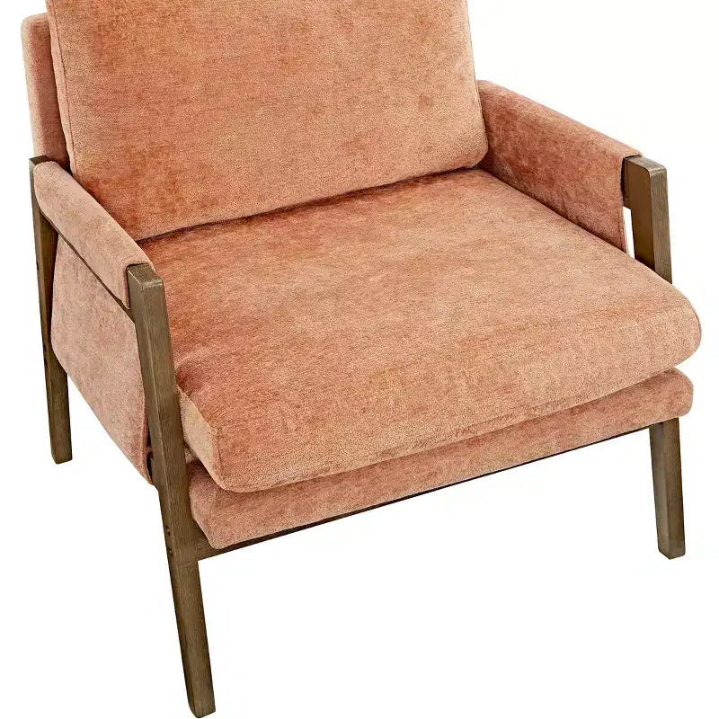 Fauteuil d'appoint moderne en velours, chaise de salon capitonnée, fauteuil élégant de style Mid-Century avec pieds en bois de caoutchouc pour salle de lecture, chambre à coucher