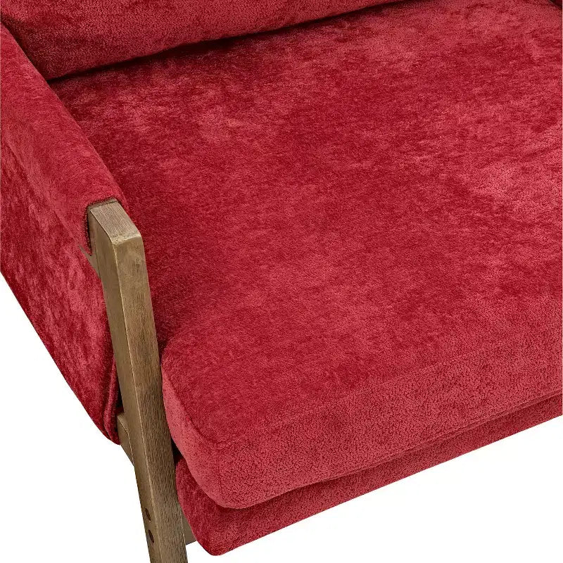 Fauteuil d'appoint moderne en velours, chaise de salon capitonnée, fauteuil élégant de style Mid-Century avec pieds en bois de caoutchouc pour salle de lecture, chambre à coucher