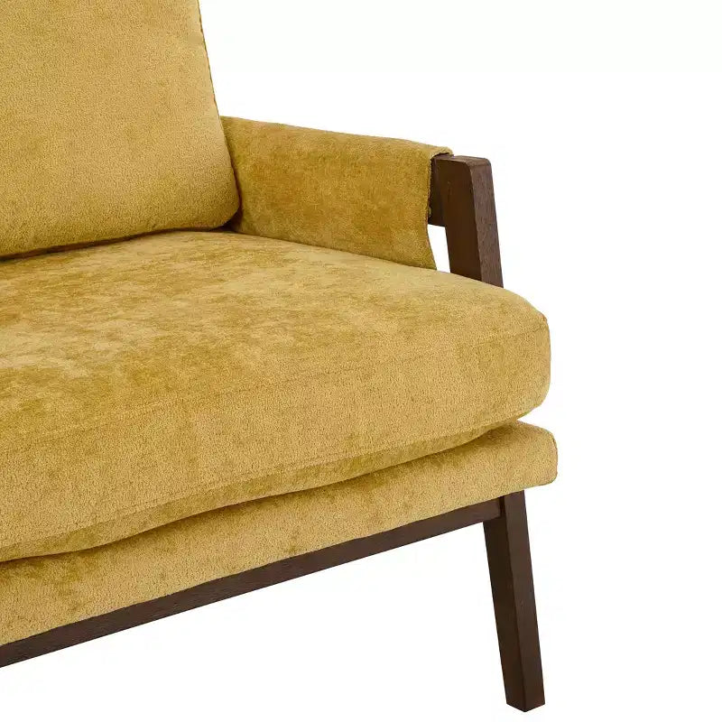Fauteuil d'appoint moderne en velours, chaise de salon capitonnée, fauteuil élégant de style Mid-Century avec pieds en bois de caoutchouc pour salle de lecture, chambre à coucher