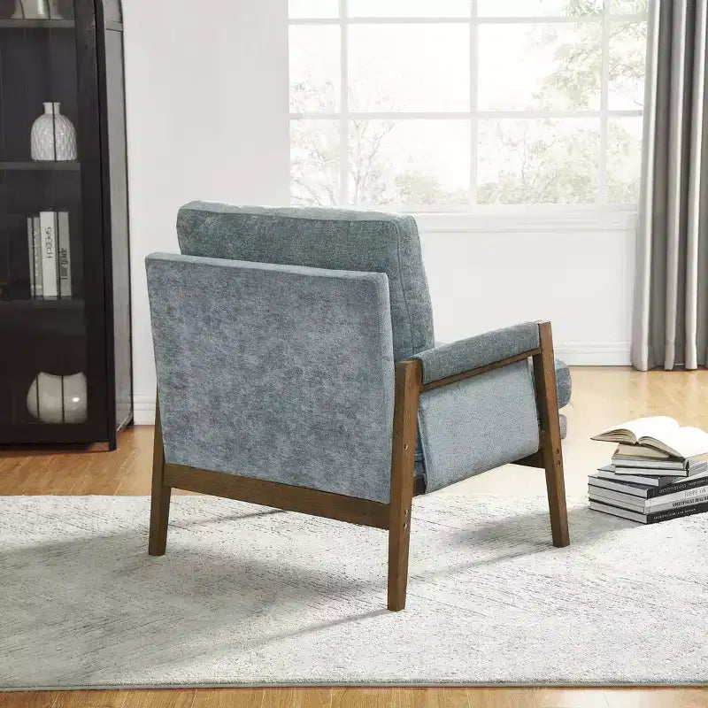 Fauteuil d'appoint moderne en velours, chaise de salon capitonnée, fauteuil élégant de style Mid-Century avec pieds en bois de caoutchouc pour salle de lecture, chambre à coucher