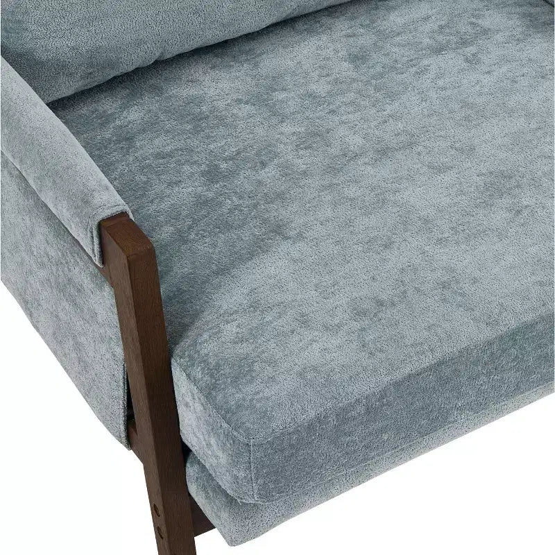 Fauteuil d'appoint moderne en velours, chaise de salon capitonnée, fauteuil élégant de style Mid-Century avec pieds en bois de caoutchouc pour salle de lecture, chambre à coucher