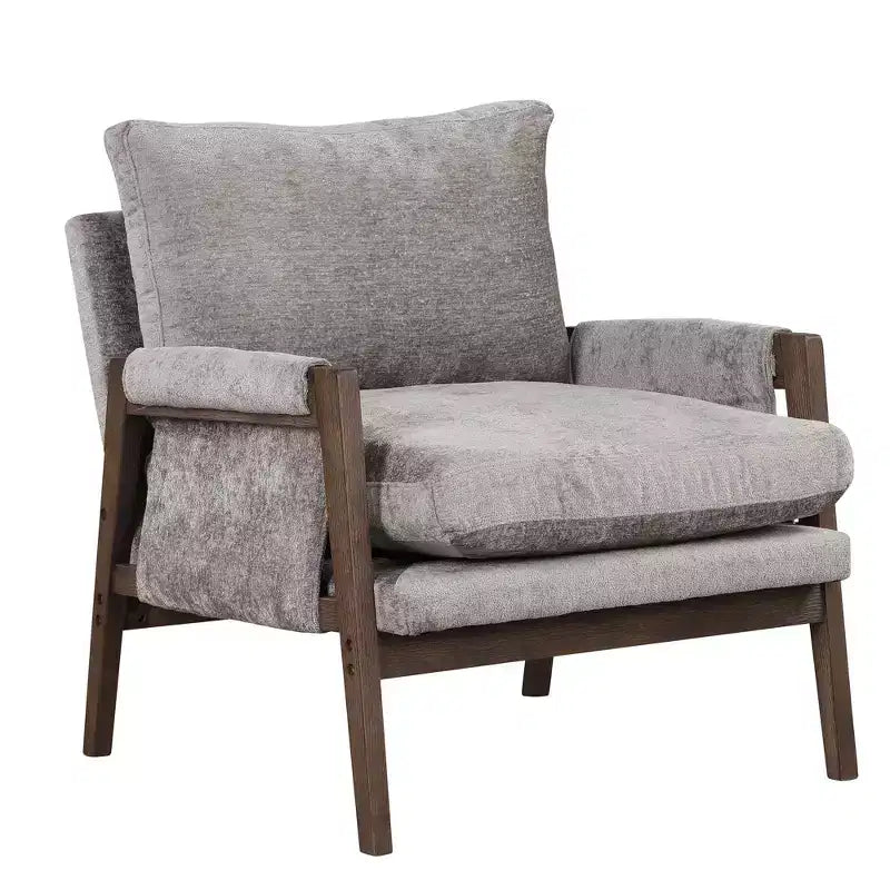 Fauteuil d'appoint moderne en velours, chaise de salon capitonnée, fauteuil élégant de style Mid-Century avec pieds en bois de caoutchouc pour salle de lecture, chambre à coucher