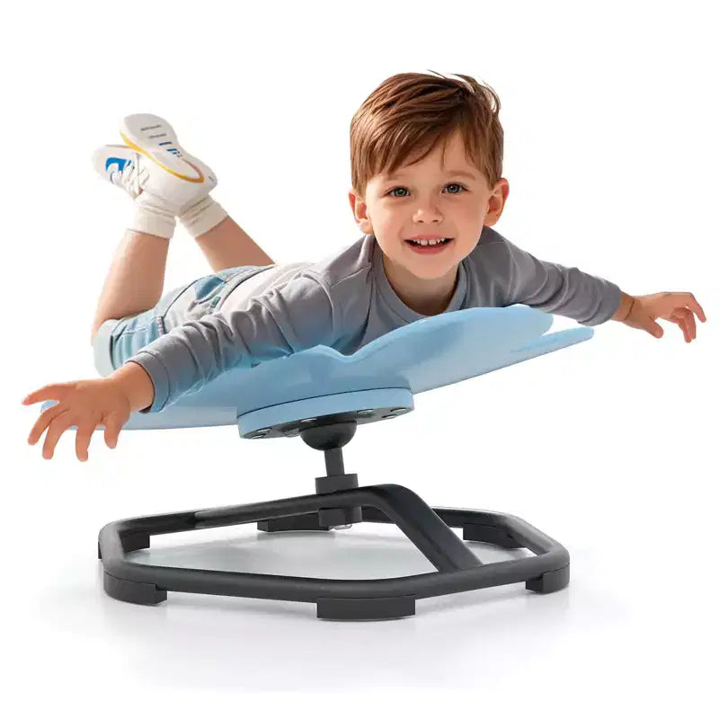 Chaise pivotante sensorielle pour enfants avec base métallique antidérapante pour enfants autistes, utilisation intérieure/extérieure, coloris pétale bleu/rouge