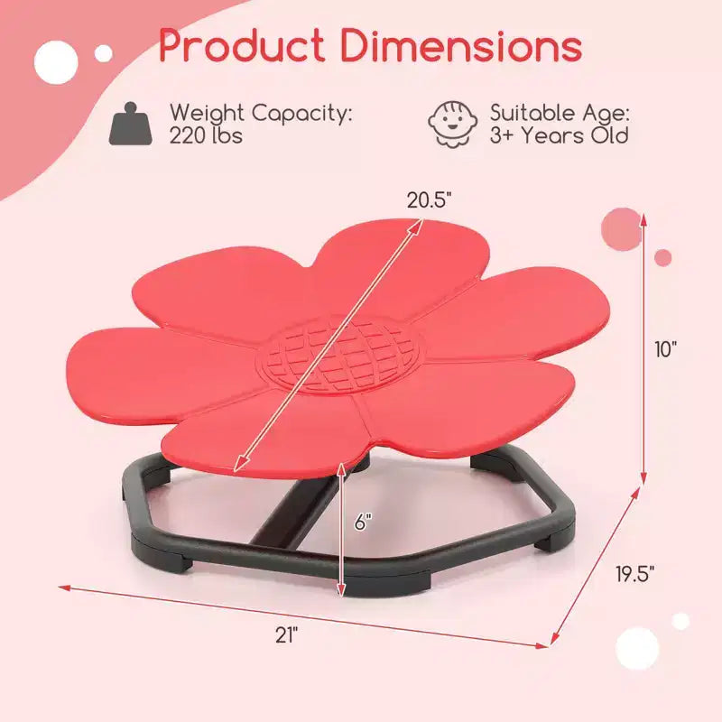 Chaise pivotante sensorielle pour enfants avec base métallique antidérapante pour enfants autistes, utilisation intérieure/extérieure, coloris pétale bleu/rouge