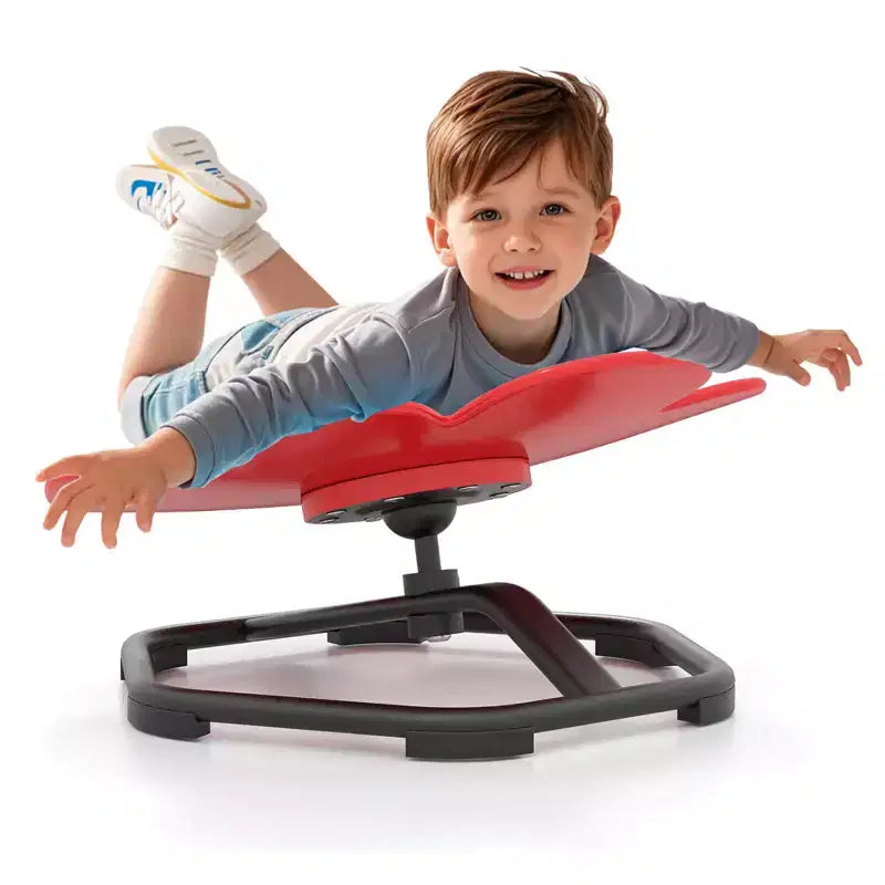 Chaise pivotante sensorielle pour enfants avec base métallique antidérapante pour enfants autistes, utilisation intérieure/extérieure, coloris pétale bleu/rouge