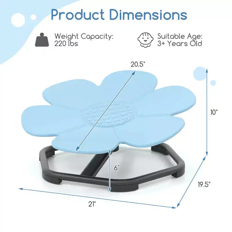Chaise pivotante sensorielle pour enfants avec base métallique antidérapante pour enfants autistes, utilisation intérieure/extérieure, coloris pétale bleu/rouge