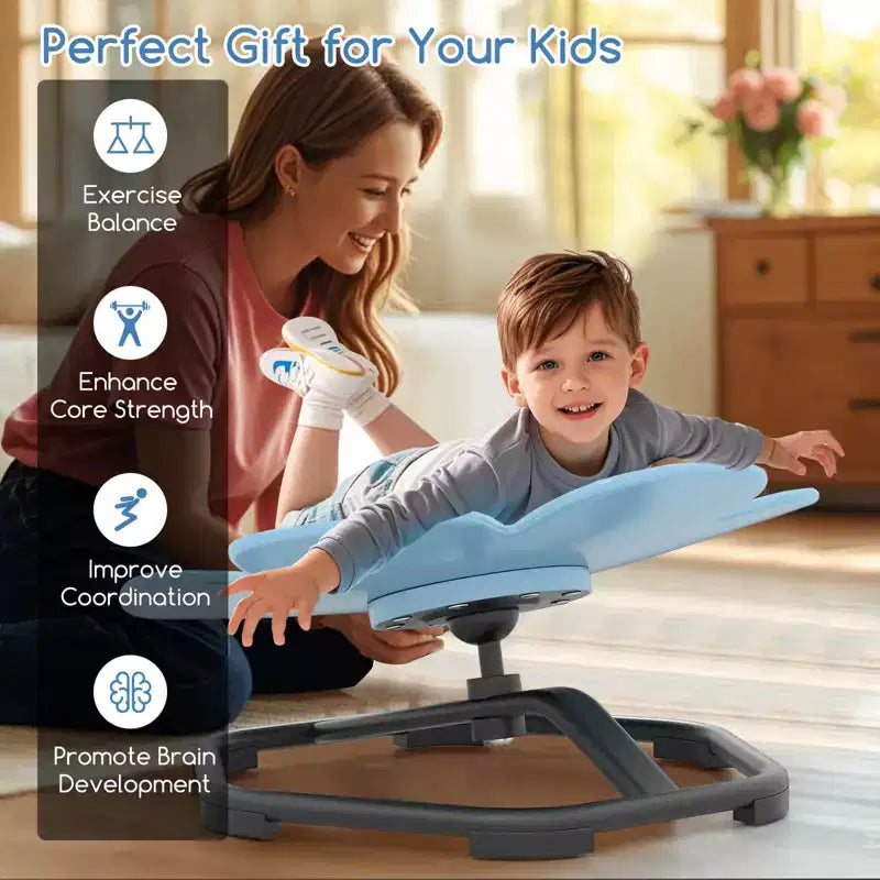 Chaise pivotante sensorielle pour enfants avec base métallique antidérapante pour enfants autistes, utilisation intérieure/extérieure, coloris pétale bleu/rouge