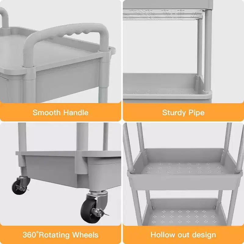 Chariot roulant à 5 niveaux avec tiroir, organiseur mobile peu encombrant pour cuisine - Capacité de 150 kg