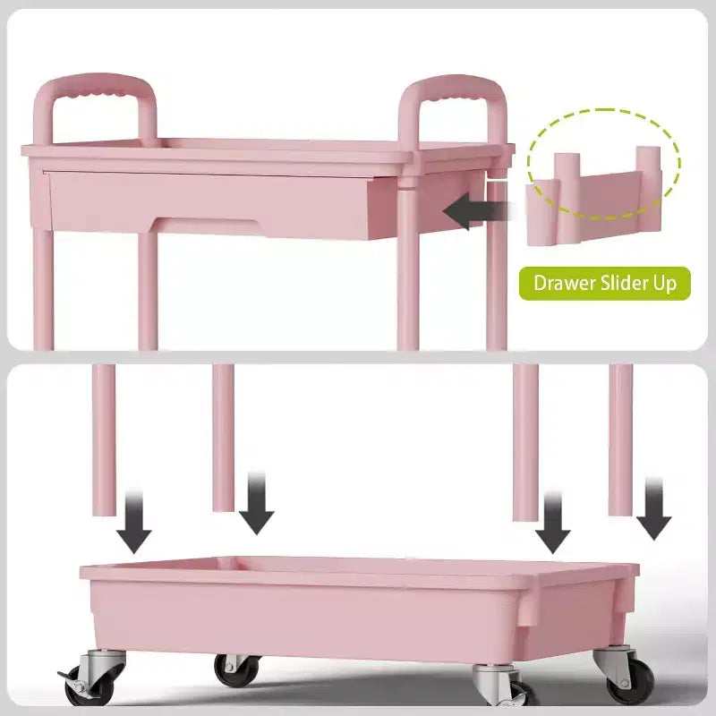 Chariot roulant à 5 niveaux avec tiroir, organiseur mobile peu encombrant pour cuisine - Capacité de 150 kg
