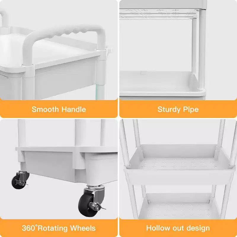 Chariot roulant à 5 niveaux avec tiroir, organiseur mobile peu encombrant pour cuisine - Capacité de 150 kg