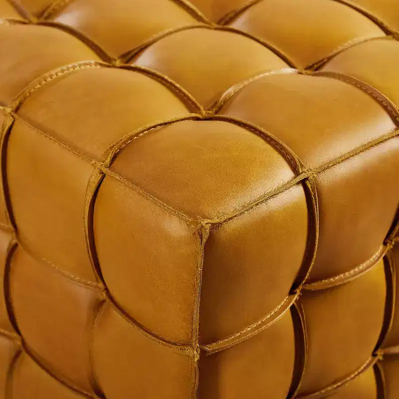 Pouffe polyvalent en cuir véritable
