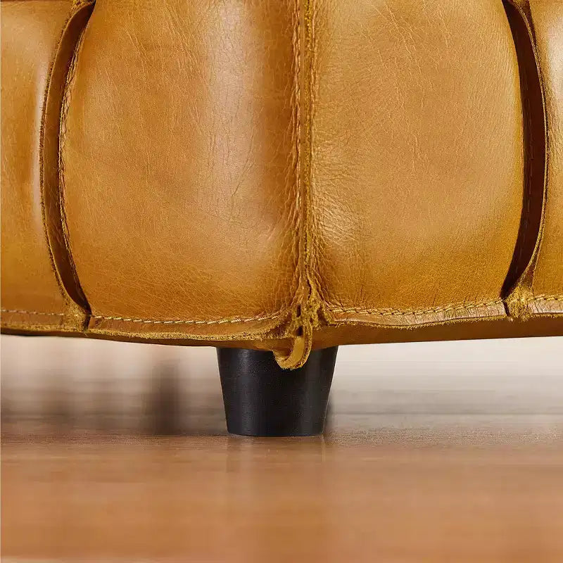Pouffe polyvalent en cuir véritable