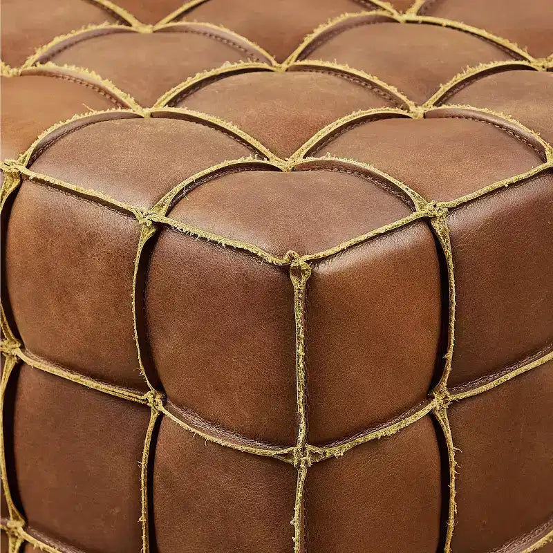 Pouffe polyvalent en cuir véritable