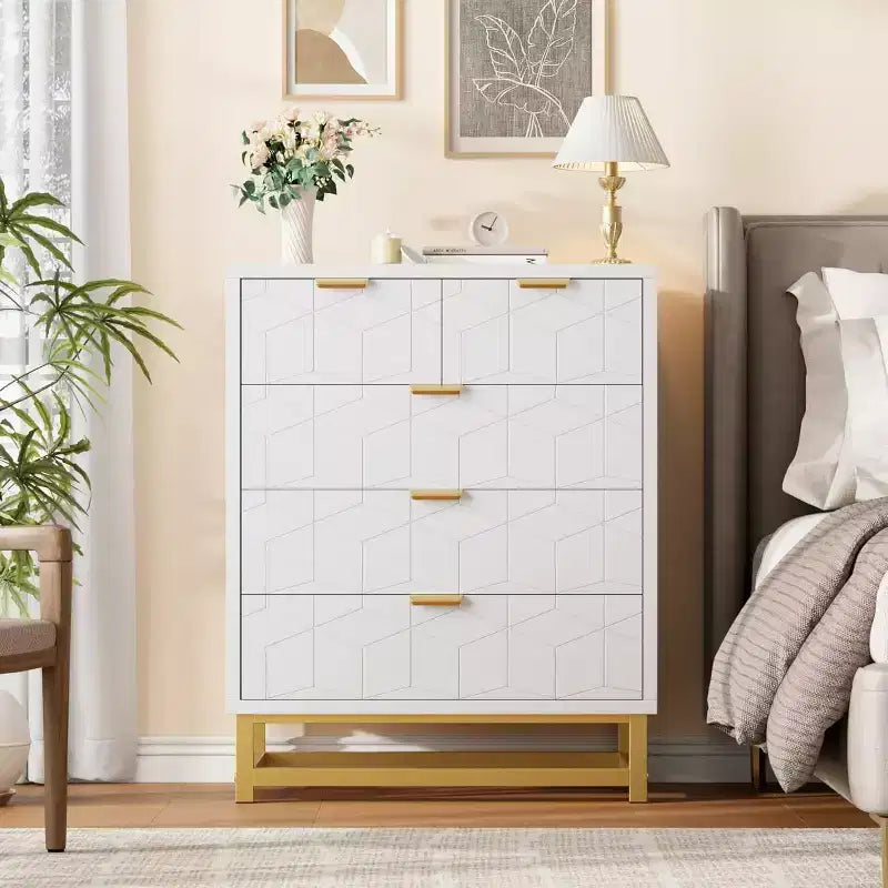Commode 2/3/4/5/6/7 Tiroirs avec Pieds en Métal, Organiseur de Commode en Bois avec Rangement Large, Commode Moderne pour Chambre, Salon, Couloir