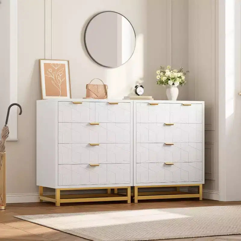 Commode 2/3/4/5/6/7 Tiroirs avec Pieds en Métal, Organiseur de Commode en Bois avec Rangement Large, Commode Moderne pour Chambre, Salon, Couloir