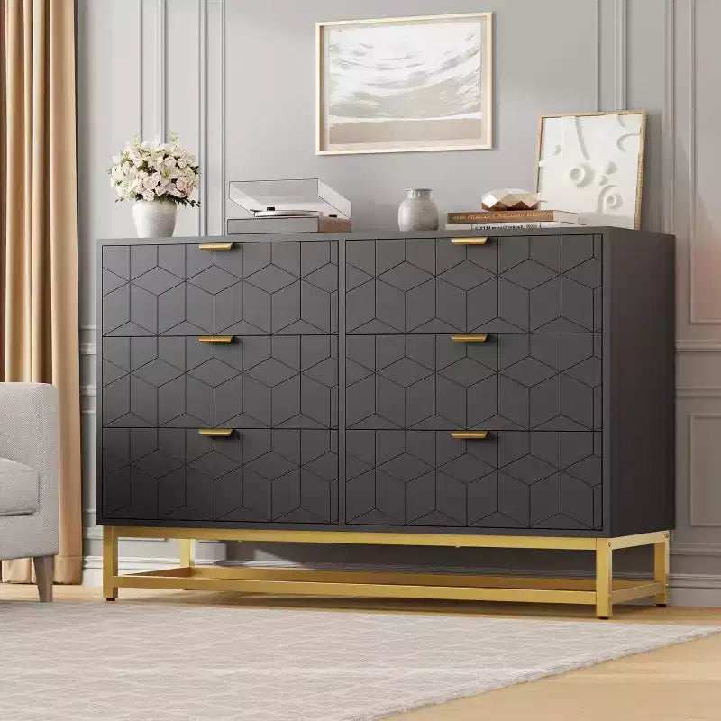 Commode 2/3/4/5/6/7 Tiroirs avec Pieds en Métal, Organiseur de Commode en Bois avec Rangement Large, Commode Moderne pour Chambre, Salon, Couloir